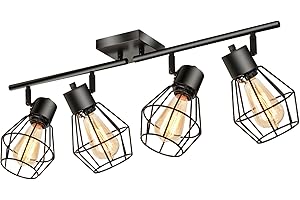 MUEOF 4-Light Track Lighting Fixtures Ceiling,4 Adjustable Track Heads,Modern Directional Spotlight for Dining Table, Kitchen, Hallway, Living Room, Bathroom, Art Gallery.(Black)
