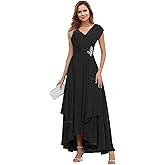 Gricharim Cap Sleeve Ruffle Chiffon Mother of The Bride Dress Ruched A line Formal Evening Dress GR044