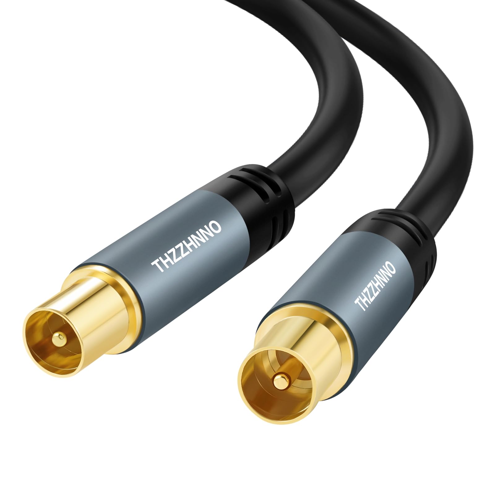 Thzzhnno TV Aerial RG6 Coaxial Cable 3M, Gold Plated Male to Male Coax Cable for HDTV, CATV, DVB-T2/C/S, Cable Modem, Radio, Satellite Receivers