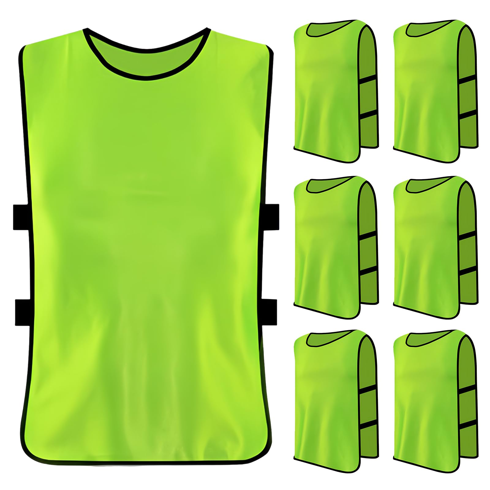 Catime 6 Pack Football Bibs, Adult Scrimmage Training Vests, Sports Bibs Youth, Soccer Bibs, Football Training Bibs, Team Game Jersey Netball Bibs for Men, Women, Seniors, Juniors, Size xl (Green)