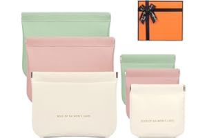 Frnoip 6 Pack small makeup bag for purse, snap closure leather organizer pouch,New lipstick pouch, portable mini storage bag,Two sizes Coin Purse Organizer Storage Pouch （Green + Pink + White