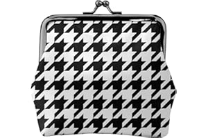 WOEZKEX Coin Purse Small Pu Leather Change Purse Coin Purse Wallet With Clasp Car Coin Holder Pouch For Woman Men (black and white houndstooth)