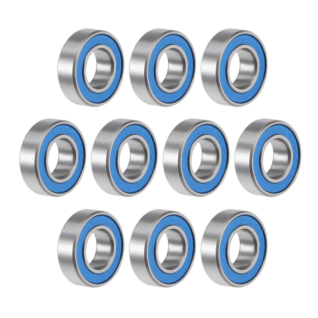 sourcing map 688-2RS Deep Groove Ball Bearing 8x16x5mm Double Sealed ABEC-3 Bearings 10-Pack