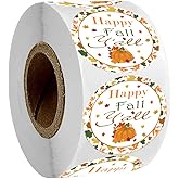 Happy Fall Y'all Stickers,2 Inch Pumpkin Autumn Floral Thank You Labels,Thanksgiving Stickers for Party Favors Envelope Seals & Goodie Bags(500 Total Labels)