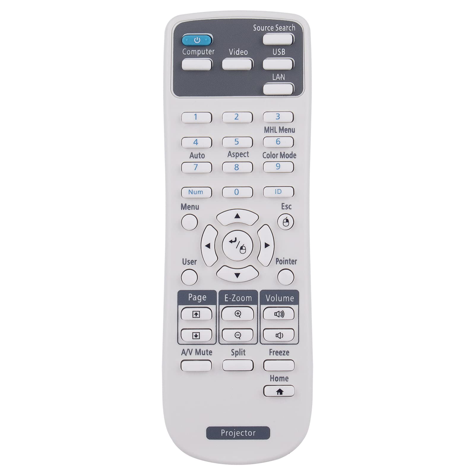 Replacement Remote fit for Epson Projector EB-2265U EB-670 EB-675Wi EB-680W EB-2250U EB-2255U EB-S400 EB-S41 EB-U05 EB-U140 EB-U42 EB-W05 EB-W140 EB-W39 EB-W41 EB-W42 EB-X05 EB-X140 EB-X39 EB-X400