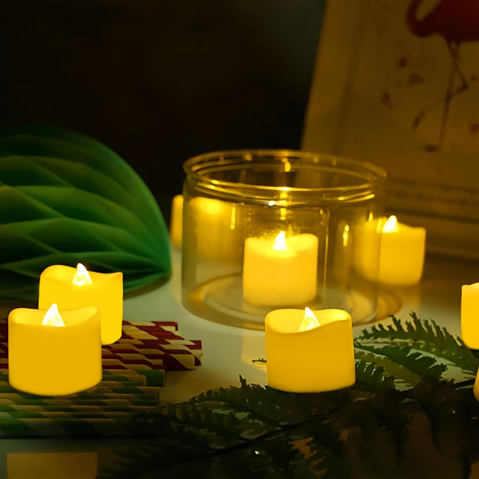 flintronic Candles Lights, 12Pcs Flickering Battery Operated Flameless LED Tea Light, Electric Fake Candle in Warm White and Wave Open for Proposing, Wedding, Celebrating&Holiday