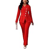 Pant Suits for Women Dressy Long Sleeve Blazer Jackets and High Waisted Wide Leg Pants Sets 2 Piece Work Outfit 2025
