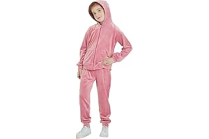 MessBebe Girls Sweatsuits Velour Tracksuit 2 Piece Outfits Tracksuit Zip Up Hoodie Sweatshirt Sportswear Jogging Set