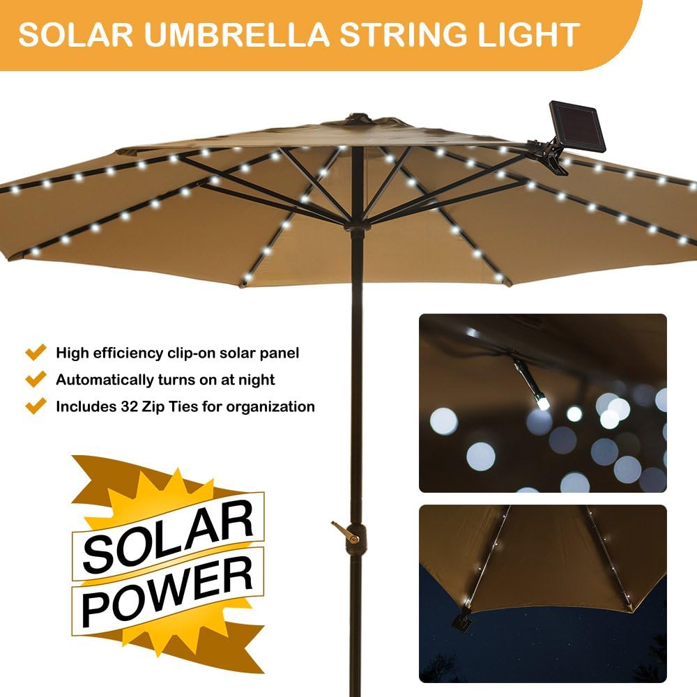 Solar Patio Umbrella Light Cool White Amazon Com