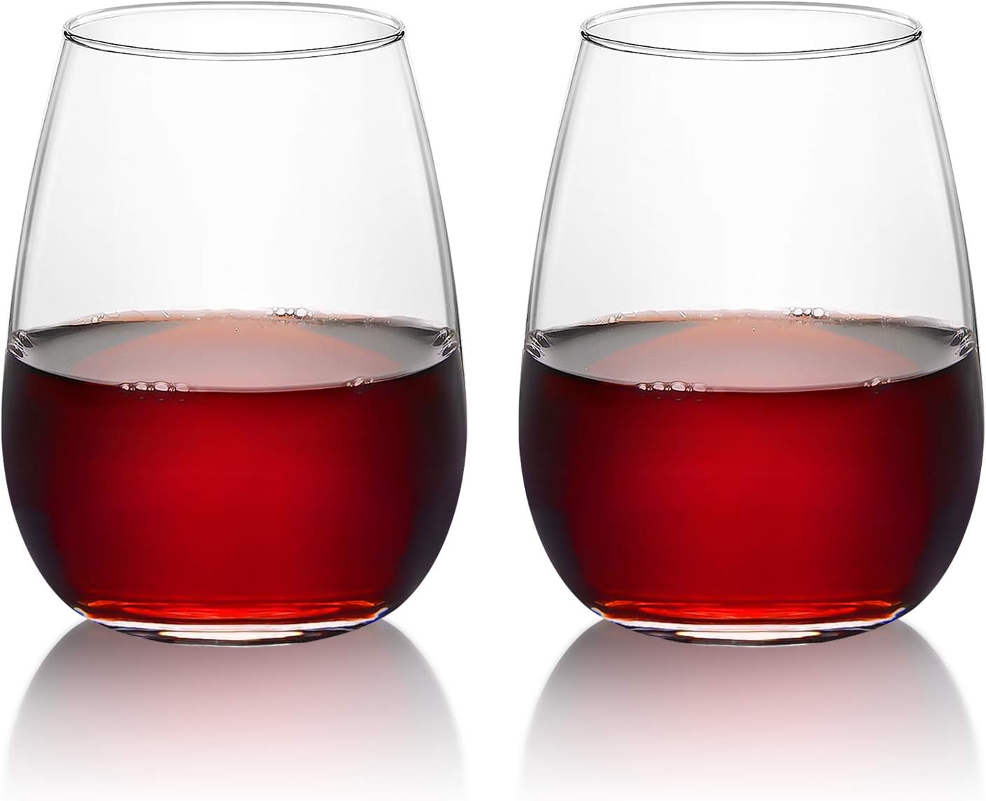 Gtmileo Set of 2 Stemless Wine Glasses, Wine Glass 15Oz for Red or White Wine - Wine Glasses for Women Men Friends - Gift Idea for Birthday Wedding Engagement Party