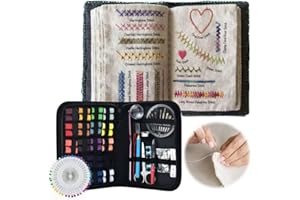 ACMEFUN Saker Stitch Book Embroidery Kit: All-in-One Linen Embroidery Reference Guide with Multiple Sewing Tools, Floss, Needles & Scissors - Portable Gift (Embroidery Kit with 128 pcs Sewing Tools)