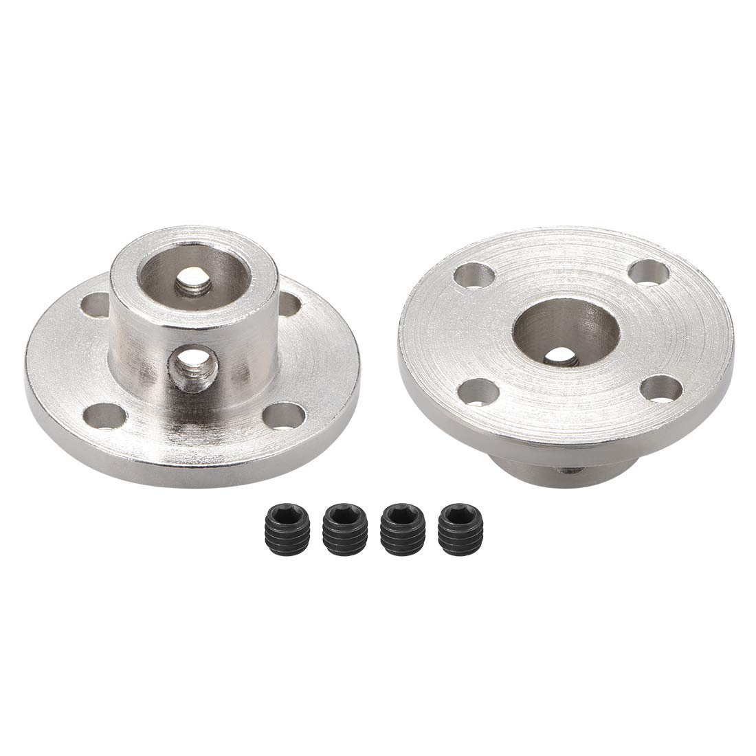 sourcing map 10mm Inner Dia H13*D16 Rigid Flange Coupling Motor Guide Shaft Coupler Motor Connector Silver Tone 2 PCS for DIY Parts