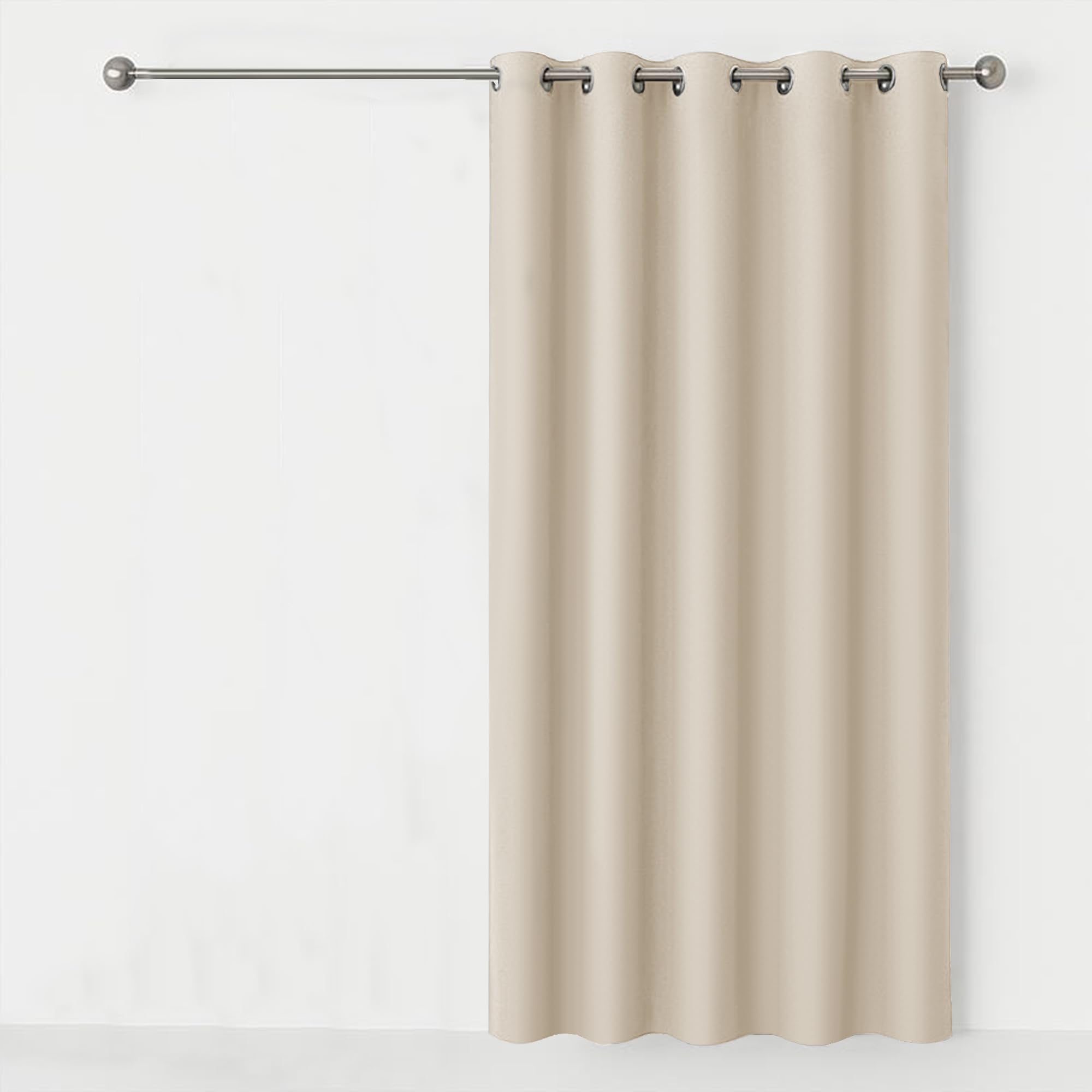 AMEHA Eyelet Blackout Curtains 66X84 Inch Super Soft Thermal Insulated Black Out Ring Top Cream Curtains for Living Room Darkening Window Treatment with Tieback, 1 Panel