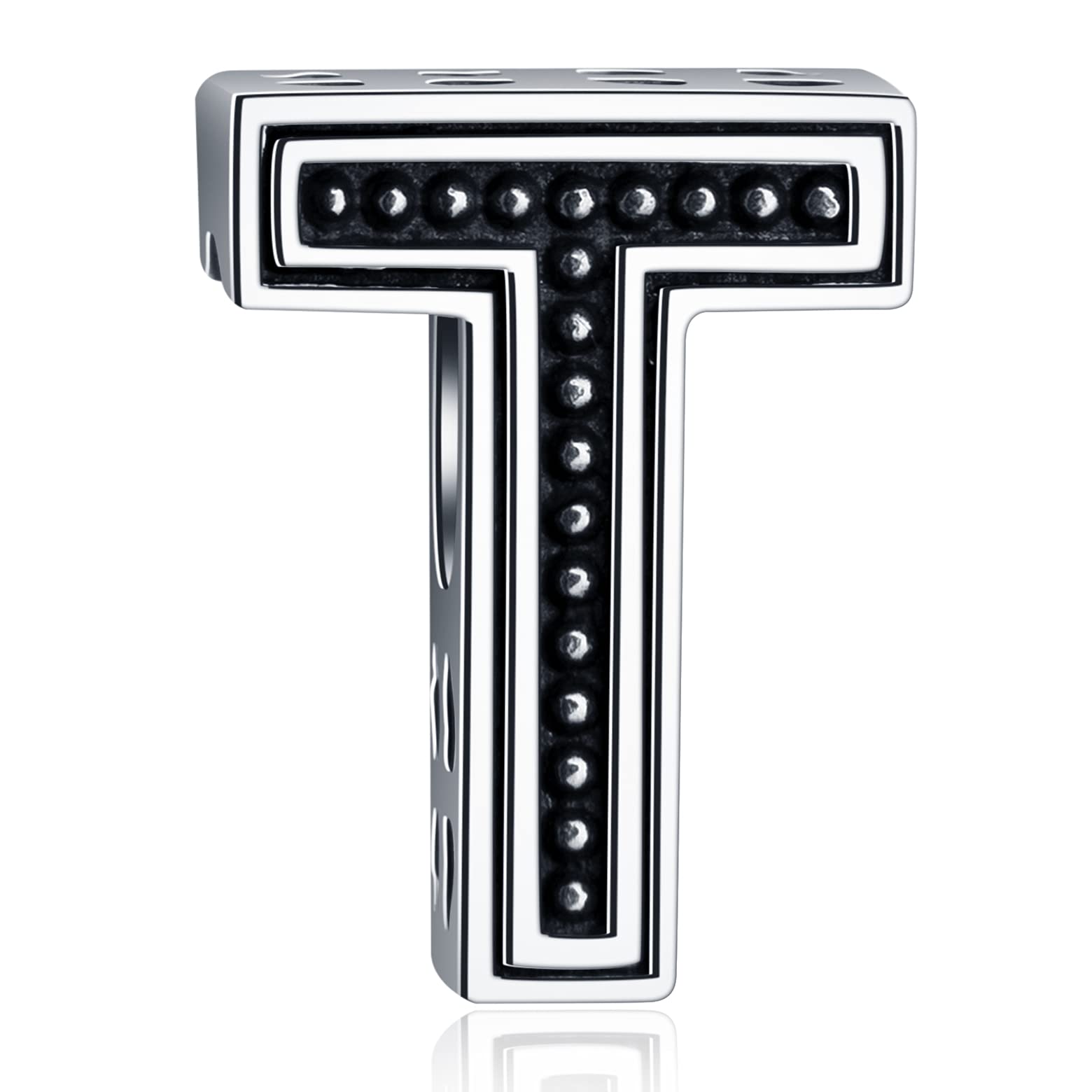 Letter T Charms, Initial T Alphabet Beads in Vintage 925 Sterling Silver, fits Pandora Charm Bracelet, Gift for Teacher/Thanksgiving
