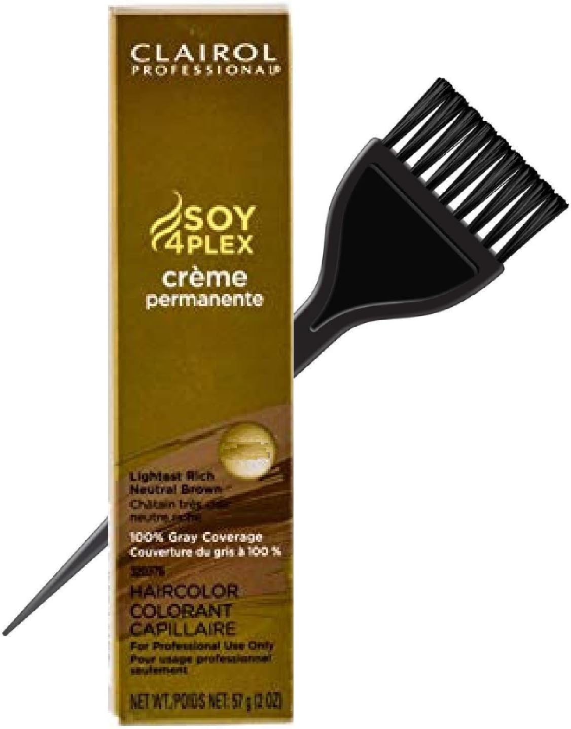 Clairol Soy4Plex Premium PERMANENT CREAM HAIR COLOR (w/Sleek Tint Brush) 100% Gray Coverage Creme Permanente Professional Grey Haircolor DYE (12G Hi-Lift Golden Blonde.)