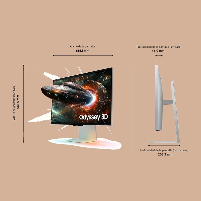 Odyssey 3D G90XF Gaming Monitor 4K 3840 x 2160, 16:9, 165Hz, 1ms(GTG), Experiência 3D sem óculos, AI 3D Video, Odyssey 3D Hub, Mercury Silver, compatível com G-Sync, LS27FG904XUXEN