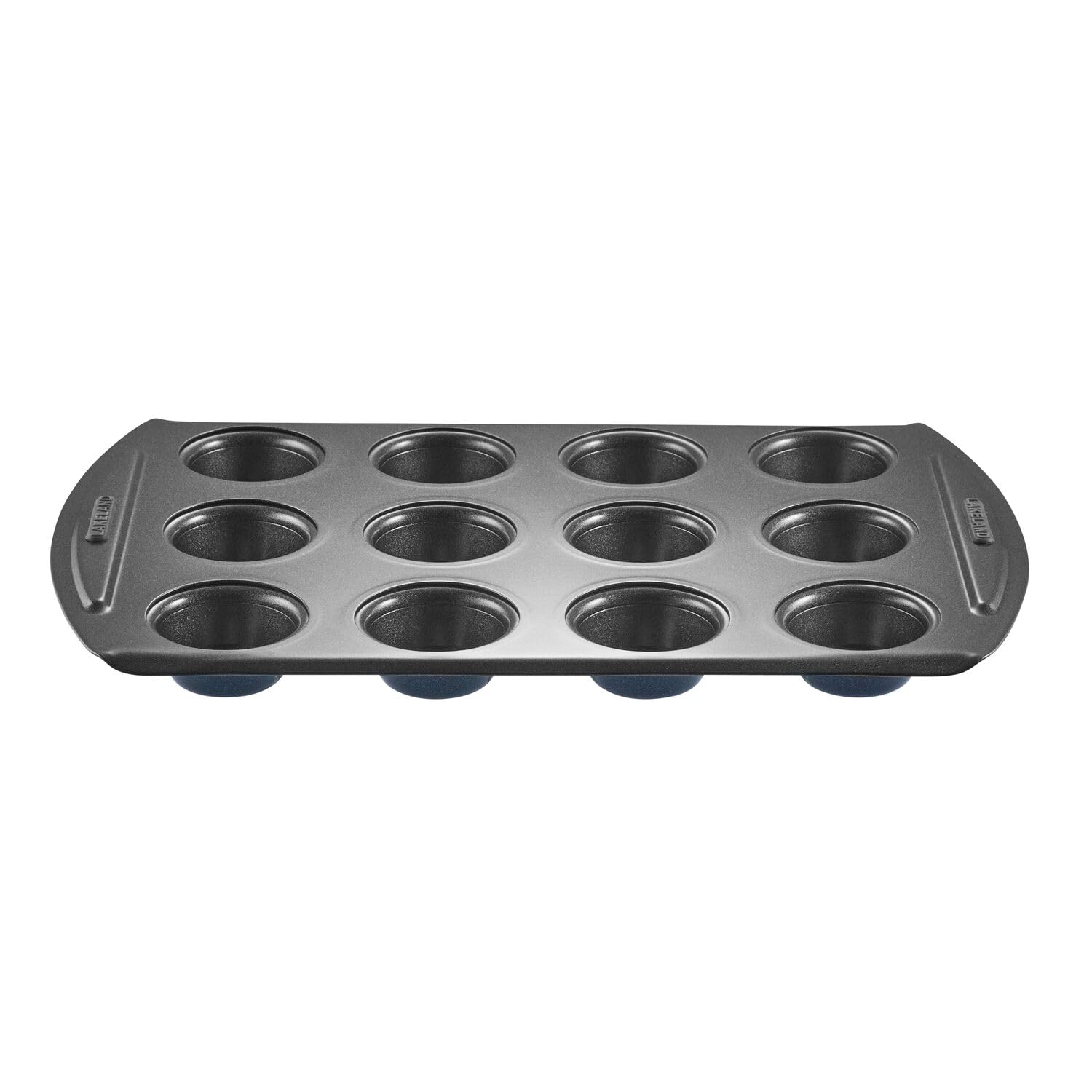 lakeland Non-Stick 12 Hole Deep Bun Tin – Clever Fill Guides for Evenly Sized Bakes Sure Grip Handle