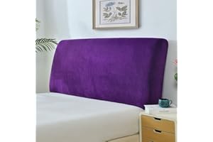 EFELIM Velvet Bed Headboard Slipcover Full Queen California King Size Bed, Super Stretch Bed Headboard Cover Soft Dustproof Protector (Purple,Full Headboard Length (47"-55"))