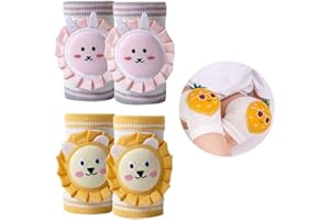 Reidio 2 Pairs Leg Sleeves Baby Knee Pads for Crawling Breathable Cotton Crawling Knee Pads Knee Protector with Sponge Pad