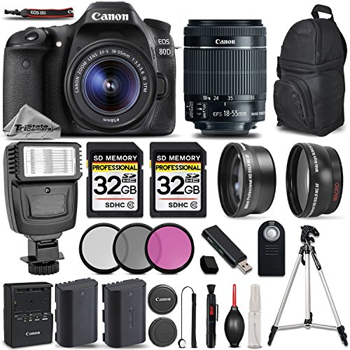 Canon EOS 80D Wi-Fi Full HD 1080P Digital SLR Camera + Canon 18-55mm IS STM Lens + .43x Wide Angle Lens + 2.2X Telephoto Lens . All Original Accessories Included - International Version Canon EOS 80D Wi-Fi Full HD 1080P Digital SLR Camera + Canon 18-55mm IS STM Lens + .43x Wide Angle Lens + 2.2X Telephoto Lens . All Original Accessories Included - International Version