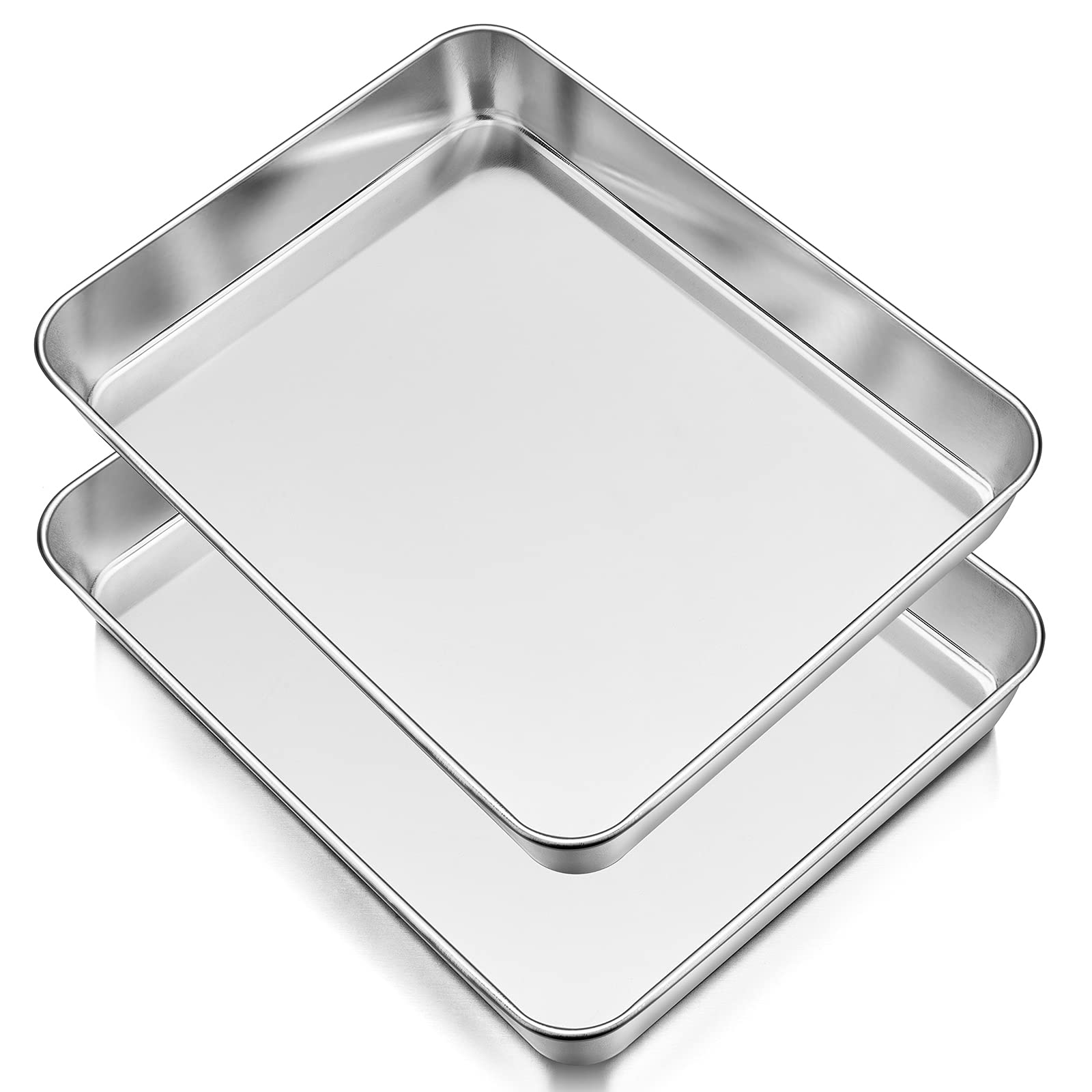 Oven Baking Tray Set of 2, Homikit Deep Cake Tins Stainless Steel Baking Sheet Pans, Rectangle Traybake Tin for Cake Lasagne Flapjack, 31.5x24.8x5cm, Healthy & Safe, Brushed Finished & Dishwasher Safe