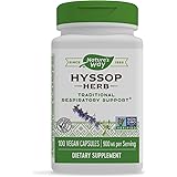 Nature’s Way Hyssop Herb, Traditional Respiratory Support*, Non-GMO Project Verified, 900 mg per Serving, 100 Capsules