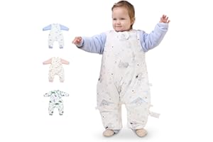 Joypony Baby Sleep Sack with Feet Winter, Toddler Sleep Sack 2T-3T, 100% Cotton with Removable Long Sleeves Thicken 2.5 Tog (Elephant, Middle)