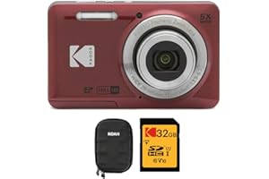 Kodak PIXPRO Friendly Zoom FZ55 Digital Camera (Red) with Hard Case and 32GB SD Card Bundle (3 Items)
