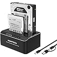 RSHTECH Hard Drive Docking Station Aluminum USB-C/USB 3.0 to SATA Dual Bay Hard Drive Dock for 2.5 or 3.5 inch HDD SSD, with 2-in-1 USB Cable, Support Offline Clone, UASP and 2x22TB, RSH-DS01C