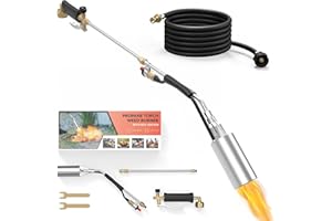 SEVENMEET Propane Torch Weed Burner, Weed Torch with 11.5FT Hose, Heavy Duty Blow Torch for Weed with Self Igniter Turbo Trigger, Flame Weeder for Weeding, Roofing, BBQ (Black)