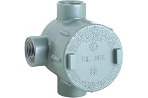 Killark GECTT-2 T Type Outlet Body, Copper-Free Aluminum, 3/4" Hub, 19 cu. in., Gray