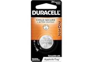 Duracell 2032 Lithium Battery. 1 Count Pack. Child Safety Features. Compatible with Apple AirTag, Key Fob, and other devices. CR2032 Battery Lithium Coin Battery. CR Lithium 3V Cell