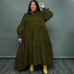Women's Plus Size Dress Fall Long Sleeve Button