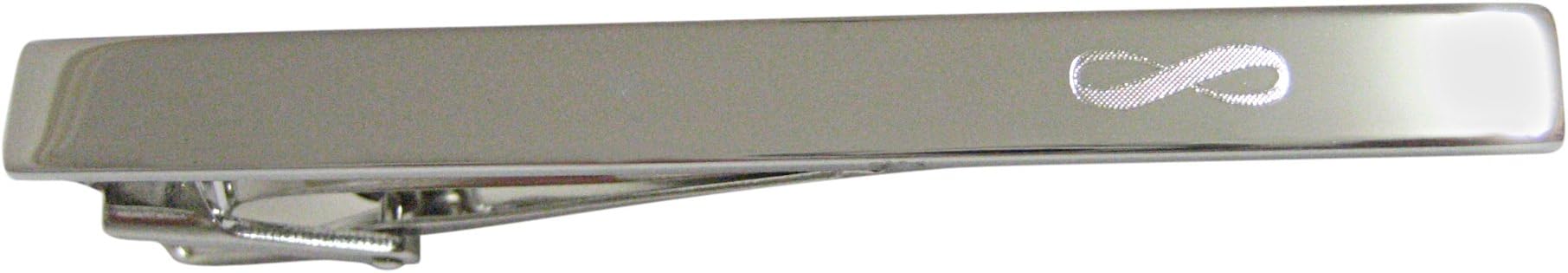Silver Toned Etched Mathematical Infinity Google Googol Symbol Square Tie Clip