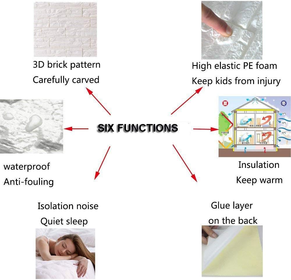 JiaMeng Pegatinas de Pared DIY 3D ladrillo PE Espuma ...