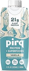 Pirq Plant-Based Protein Shakes | Vanilla 11 Fl Oz (Pack of 4) | Dairy-Free, Gluten-Free, Soy-Free, Zero Sugar