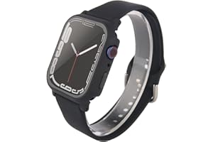 LASLLAVES 3 in 1 for Apple Watch Band with Case,Silicone Silky Wrist Strap with PC Hard Cover Built-in Tempered Glass Screen Protector for iWatch SE Ultra Series 10 9 8 7 6 5 4