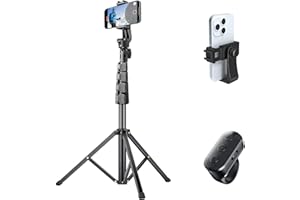 LENTOK Phone Tripod Stand with Remote Zoom for Video Recording, Vlog Selfie Stick Tripod with Wireless Camera Shutter, Travel Extendable Phone Holder Compatible with iPhone Android Smartphones