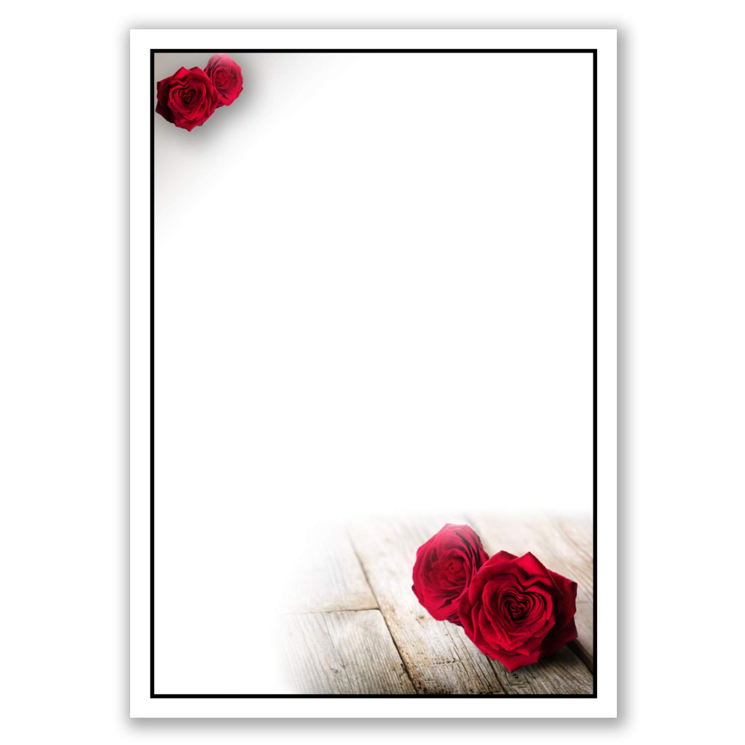 Mourning papers by GUSTAV NEUSER 25x Mourning paper DIN A4 Motif: Motif black mourning frame with roses Mourning stationery 297 x 210 mm 90 g/m² Condolence paper