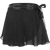 Black Girls Women Ballet Wrap Skirt, Women's Ballet Wrap Skirts with Adjustable Waist Tie Sheer Chiffon Dance Over Scarf for Leotards