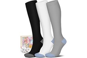 Cotton Compression Socks for Women&Men 15-20mmHg Knee High Compression Stockings Cute Support Sock for Nurse Pregnancy