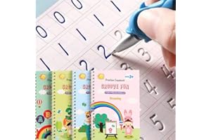 DTREEL 4 PC Reusable Grooved Writing Books for Kids, Magic Copy Books,Reusable Handwriting Practice Book for Kids,Groovd Kids Writing Preschool