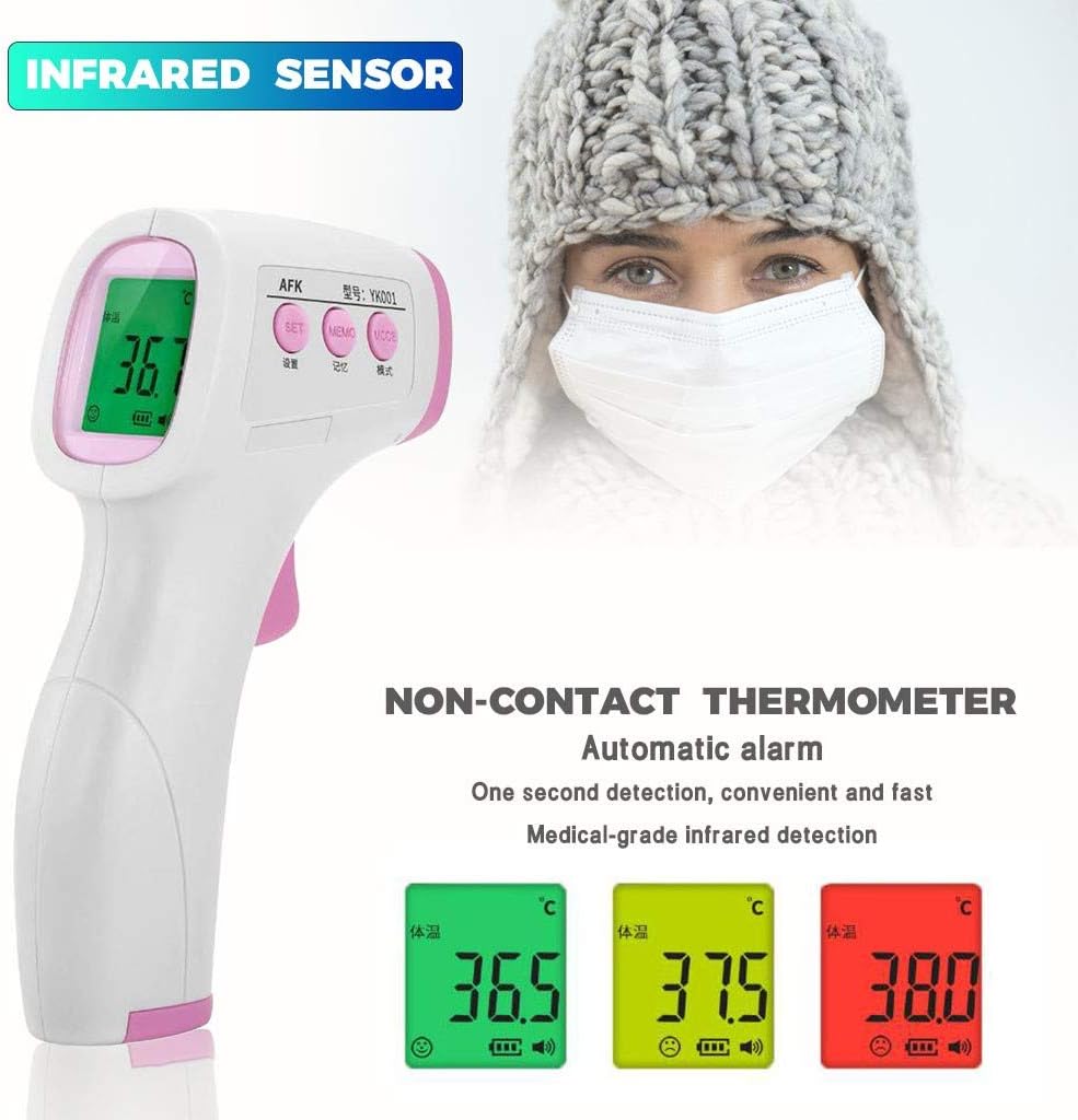 Non-Contact Infrared Forehead Thermomete,Nourich LCD Digital Measure Handheld Thermometer for Fever, Instant Accurate Reading for Baby Kids and Adults,Surface of Objects (white)