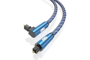 EMK 90 Degree Optical Audio Cable Nylon Braided Digital Audio Optical Cable/Toslink Cable for Sound Bar, TV, PS4, Xbox PlaySt