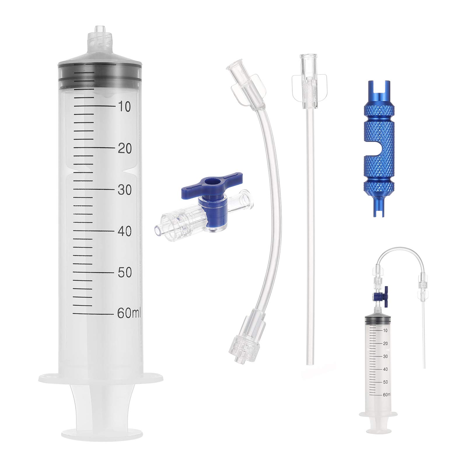 GOTH Perhk 60ml Bicycle Tubeless Tire Sealant Injector Syringe Kit, Included Sealant Injector and Presta Valve Core Removal Tool for Bike