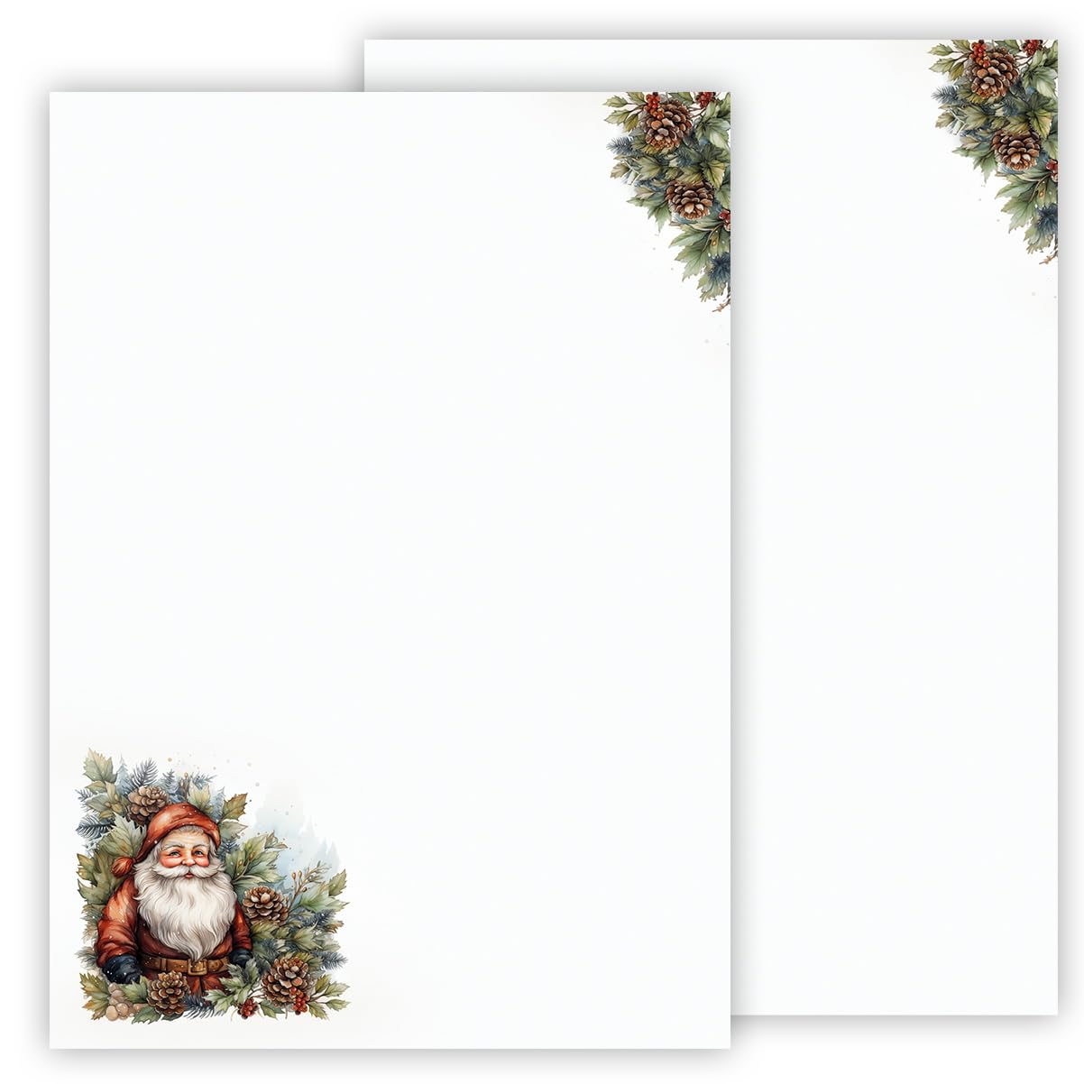 Christmas Letter Paper / Envelope Set with Santa Claus Printed 2 Sides A4 120 g/m² C6 80 g/m² from 10 to 100 Sheets with Envelopes Envelope (50 Writing Paper without Envelopes)