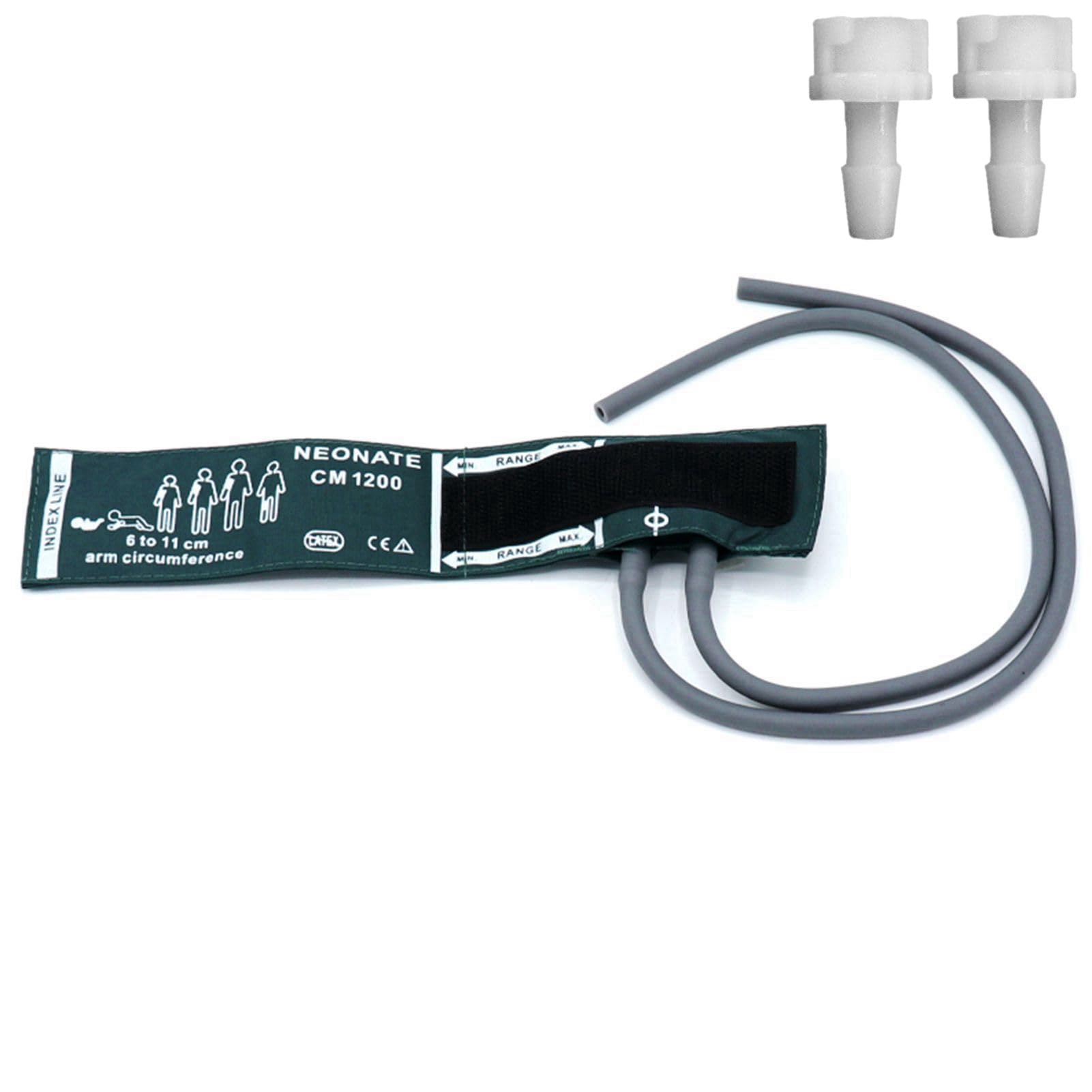 NIBP Cuff with BP18 Connectors for Neonate, 6-11 cm Reusable Dual Tube Nylon Replacement BP Cuff with Inner Airbag for Blood Pressure Monitor Machine