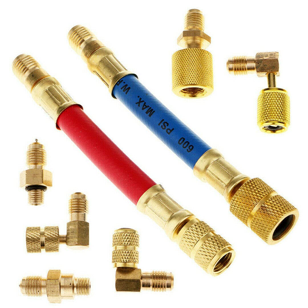 Riloer 8X A/C R12 R134A Air Conditioning Refrigeration Adapter Connector Aircon Hose Adapter Connector