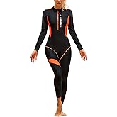 FEOYA Women's One Piece Swimsuit Long Sleeve Full Body Swimwar Rash Guard with Sun Protection