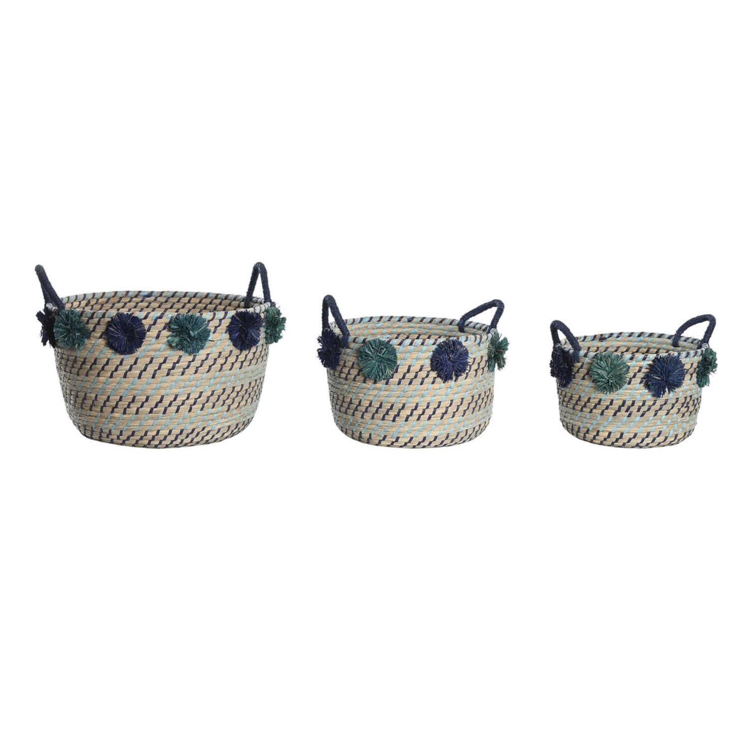 DKD Home Decor Set of Baskets Brand, White, Polypropylene and Sea Grass (46 x 44 x 34 cm)